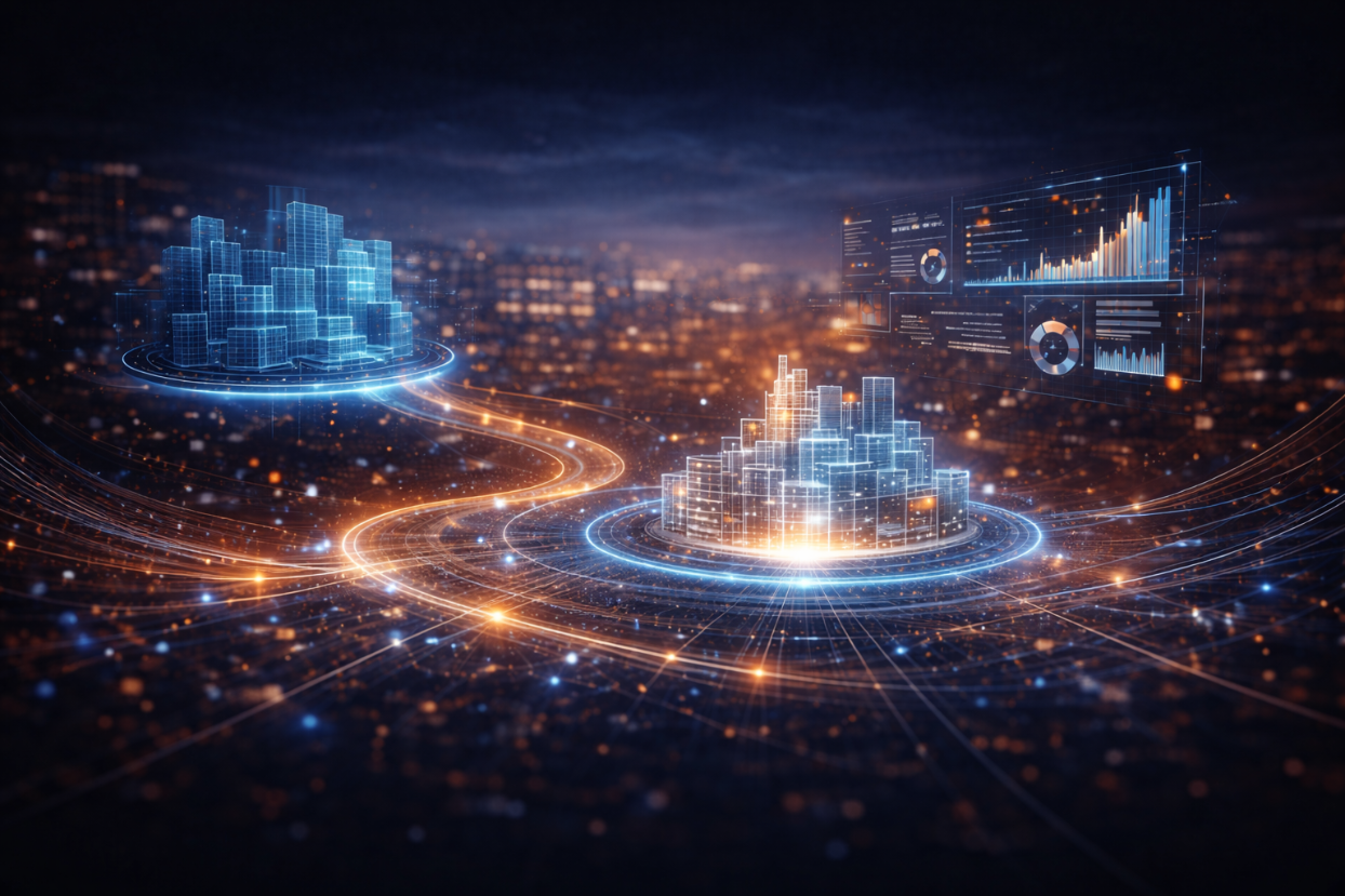 Abstract visualization representing governance, structure, and decision ownership in enterprise architecture